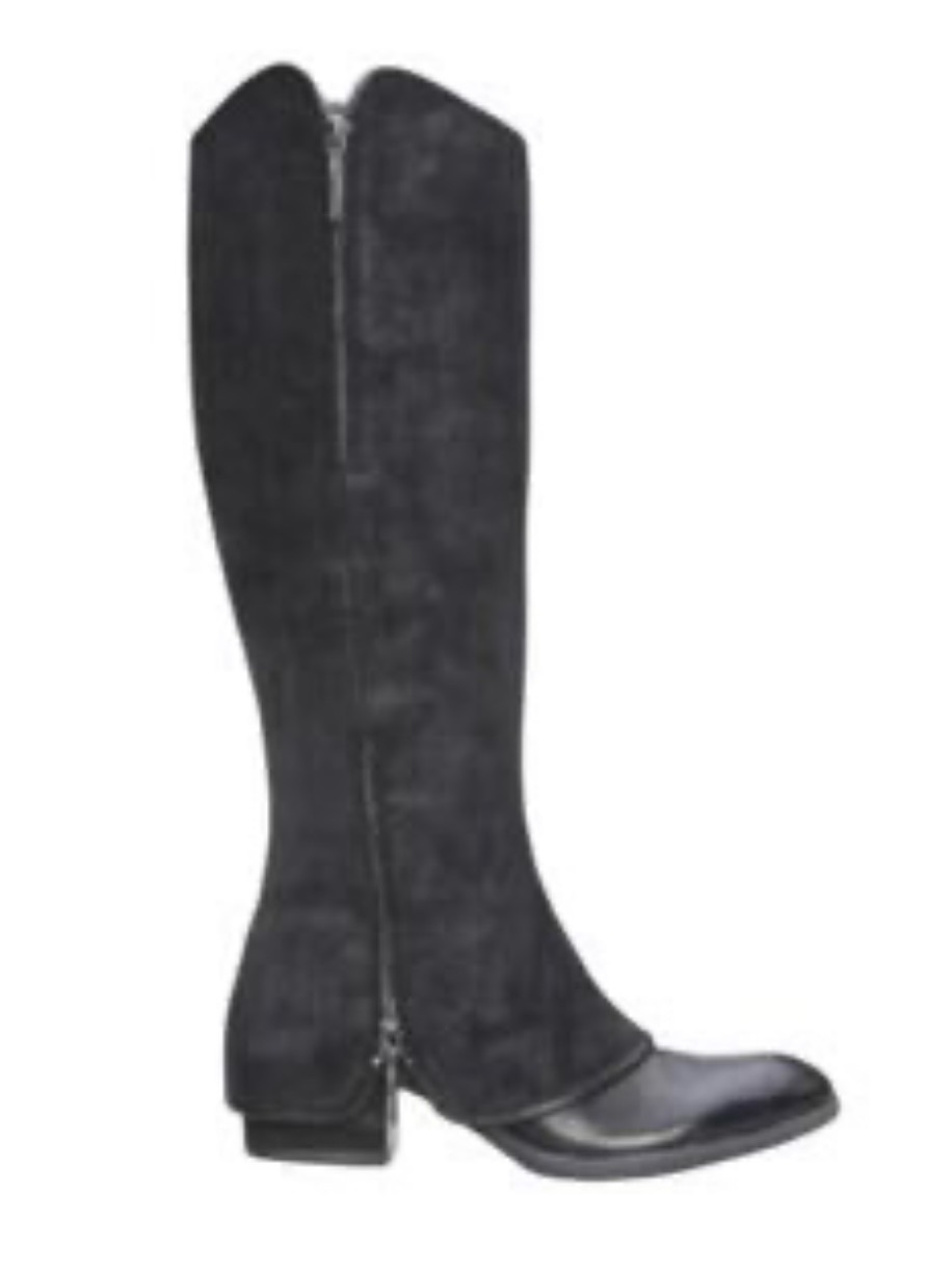 Donald J. Pliner Black Suede Tall Zip Boots